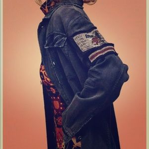 Free people embossed military shirt jacket
